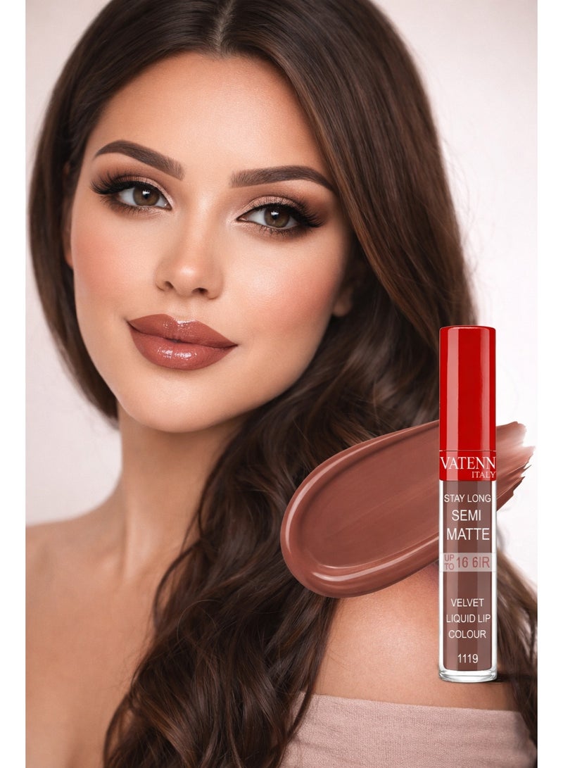 فاتن إيطاليا Stay Long Semi Matte Velvet Liquid lip color 1119 - Image 2